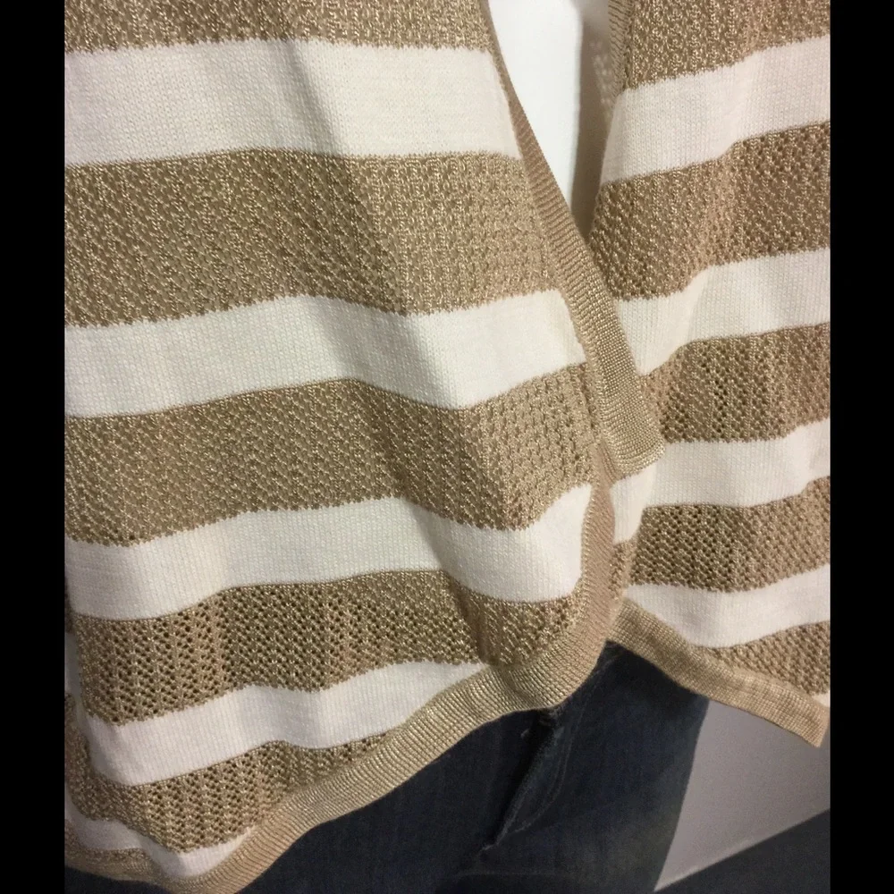 Cream & Tan Open Draped Cardigan